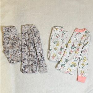 Kids 4T Pajama Set - Unicorn and Floral Designs